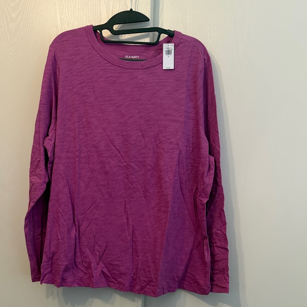 NWT Old Navy Long Sleeve Crewneck Tee - Pink Purple Heather